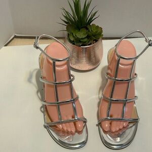 Elegant Silver Strappy Women's Sandals